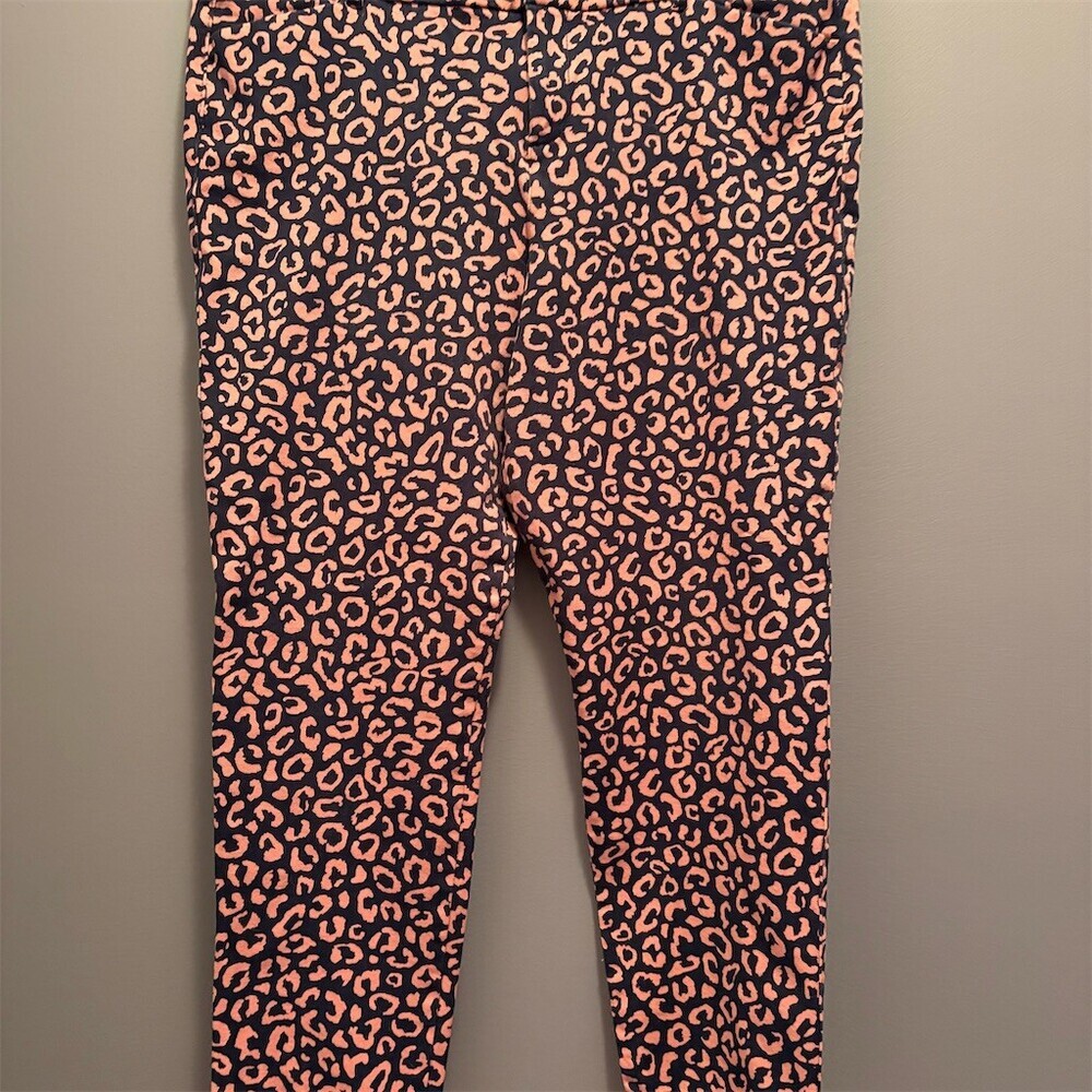 Old Navy Pixie Ankle Pants Womens Size 14 Navy Pink Leopard Print Stretch
